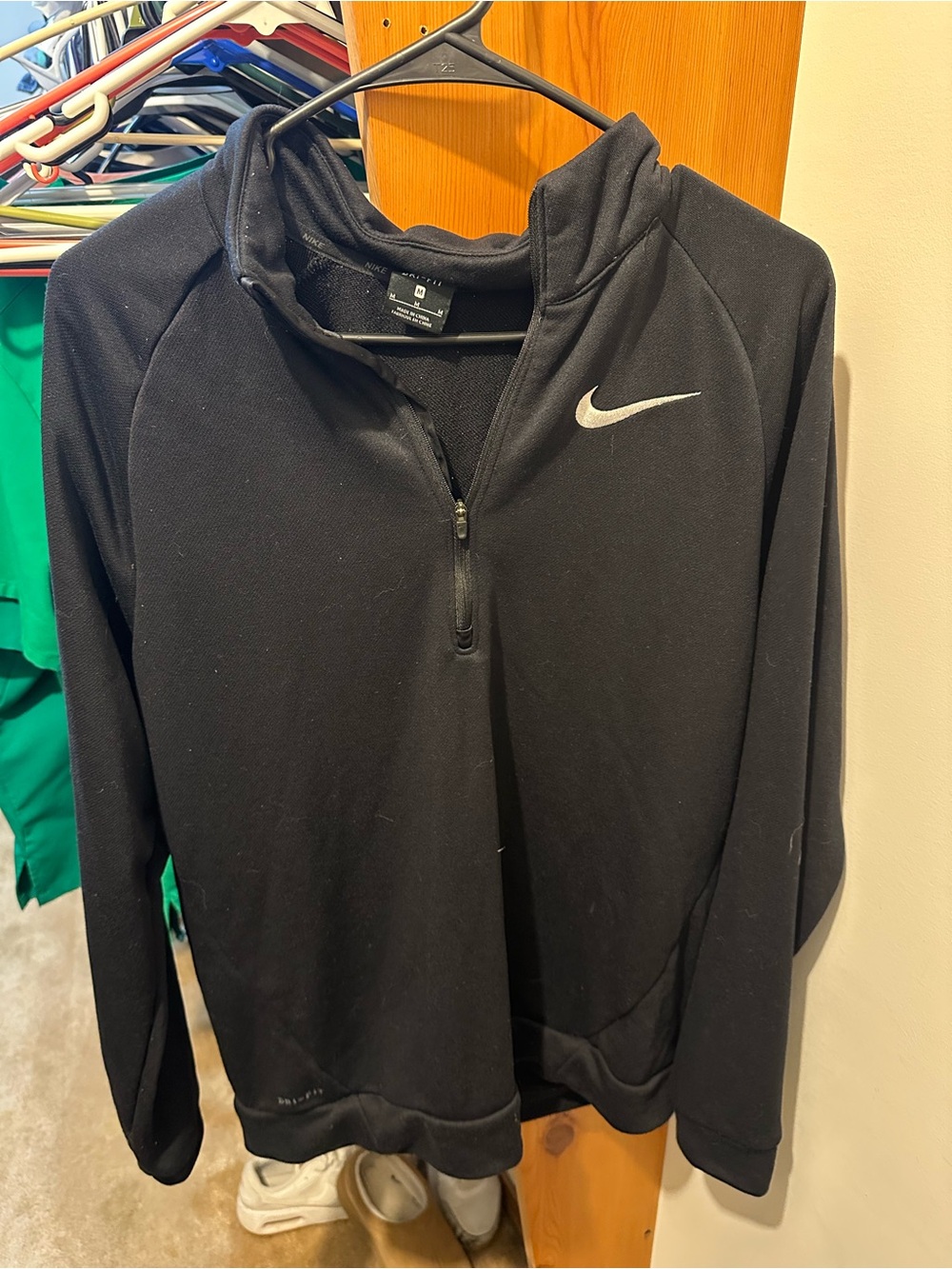 Nike Black Quarter-Zip Pullover with Silver Swoosh